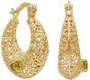 ESTATE AAA CITRINE 14KT YELLOW GOLD 3D OPEN FILIGREE HOOP FUN HANGING EARRINGS