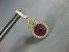 1.40CT DIAMOND & AAA RUBY 18KT YELLOW GOLD CLUSTER FLOWER HALO HANGING EARRINGS