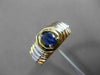 ESTATE .52CT AAA SAPPHIRE 14K WHITE & YELLOW GOLD SOLITAIRE OVAL MENS GYPSY RING