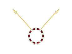 1.8CT DIAMOND & AAA RUBY 14KT YELLOW GOLD 3D CIRCLE OF LIFE BY THE YARD NECKLACE