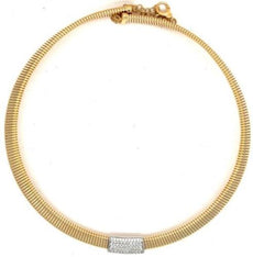 1.06CT DIAMOND 18KT 2 TONE GOLD 3D RECTANGULAR PAVE SNAKE FLEXIBLE LOVE NECKLACE