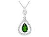 .53CT DIAMOND & AAA RUSSALITE 14K WHITE GOLD PEAR SHAPE & ROUND FLOATING PENDANT