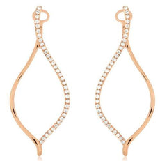 ESTATE .56CT DIAMOND 14KT ROSE GOLD CLASSIC OPEN TEAR DROP FUN HANGING EARRINGS