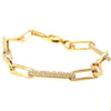 1.19CT DIAMOND 18KT YELLOW GOLD ROUND 2 ROW OVAL LINK BY THE YARD LOVE BRACELET