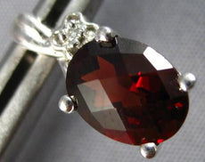 ESTATE 3.05CT DIAMOND & AAA GARNET 14KT WHITE GOLD OVAL & ROUND HANGING EARRINGS