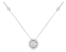 .25CT DIAMOND 14KT WHITE GOLD 3D ROUND CLUSTER FLOWER BEZEL BY THE YARD NECKLACE