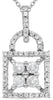 ESTATE .23CT DIAMOND 14KT WHITE GOLD 3D CLASSIC LOCK FUN LOVE FLOATING PENDANT