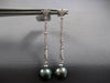 ESTATE LARGE .42CT DIAMOND & AAA TAHITIAN PEARL 18KT WHITE GOLD FLORAL HANGING EARRINGS