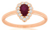 .59CT DIAMOND & AAA RUBY 14KT ROSE GOLD PEAR SHAPE & ROUND FRIENDSHIP LOVE RING