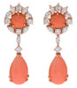 15.77CT DIAMOND & AAA CORAL 18KT ROSE GOLD ROUND PEAR SHAPE & MARQUISE EARRINGS