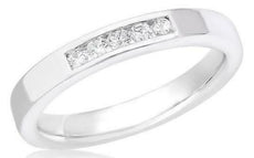 .18CT DIAMOND 14KT WHITE GOLD FIVE STONE CHANNEL ROUND CLASSIC ANNIVERSARY RING