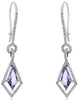 3.22CT DIAMOND & AAA AMETHYST 14KT WHITE GOLD CLASSIC LEVERBACK HANGING EARRINGS