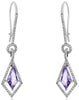 3.22CT DIAMOND & AAA AMETHYST 14KT WHITE GOLD CLASSIC LEVERBACK HANGING EARRINGS