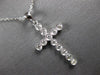 ESTATE .27CT DIAMOND 14KT WHITE GOLD 3D ROUND FILIGREE CROSS FLOATING PENDANT