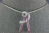 ESTATE 1.45CT DIAMOND & AAA RUBY 18K WHITE GOLD DOUBLE SWIRL TRIANGULAR NECKLACE