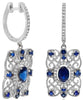 2.13CT DIAMOND & AAA SAPPHIRE 14K WHITE GOLD MULTI HEART SQUARE HANGING EARRINGS