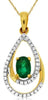 .61CT DIAMOND & AAA EMERALD 14KT YELLOW GOLD 3D OVAL & ROUND FLOATING PENDANT