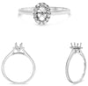 .11CT DIAMOND 14KT WHITE GOLD ROUND 4 PRONG HALO OVAL SEMI MOUNT ENGAGEMENT RING
