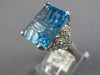 LARGE 9.55CT DIAMOND & AAA BLUE TOPAZ 14K WHITE GOLD 3D CUSHION & ROUND FUN RING
