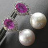 2.35CT DIAMOND & AAA PINK SAPPHIRE & SOUTH SEA PEARL 18K WHITE GOLD 3D EARRINGS