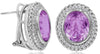 LARGE 8.03CT DIAMOND & AAA PINK AMETHYST 14K WHITE GOLD 3D OVAL & ROUND EARRINGS