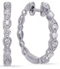 .32CT DIAMOND 14KT WHITE GOLD 3D ROUND PEAR SHAPE FILIGREE HOOP HANGING EARRINGS