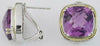 LARGE 12.50CT AAA AMETHYST 14K YELLOW GOLD & 925 SILVER CUSHION CLIP ON EARRINGS