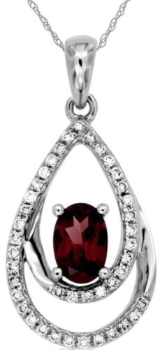 .77CT DIAMOND & AAA RHODOLITE 14KT WHITE GOLD OVAL & ROUND FUN FLOATING PENDANT