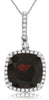 4.76CT DIAMOND & AAA GARNET 14K WHITE GOLD CUSHION & ROUND HALO FLOATING PENDANT