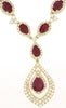 14.30CT DIAMOND & AAA RUBY 14K YELLOW GOLD 3D PEAR SHAPE & ROUND LARIAT NECKLACE