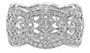 WIDE 1.22CT DIAMOND 18KT WHITE GOLD MULTI HEART FLOWER FILIGREE ANNIVERSARY RING