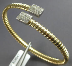 .52CT DIAMOND 14KT 2 TONE GOLD 3D PAVE CRISS CROSS FLEXIBLE CUFF BANGLE BRACELET