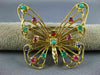 ESTATE LARGE 2.0CT AAA MULTI GEM 14K YELLOW GOLD 3D CLASSIC BUTTERFLY PIN BROOCH
