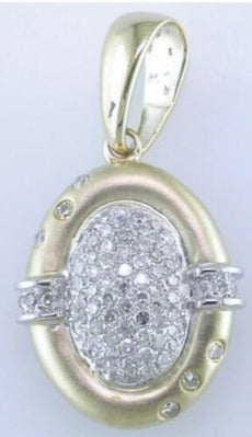 .36CT DIAMOND 14KT 2 TONE GOLD CLUSTER MATTE & SHINY ETOILE FUN FLOATING PENDANT