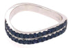 ESTATE .52CT AAA SAPPHIRE 18KT WHITE GOLD 3D CLASSIC 2 ROW DOUBLE WAVE FUN RING