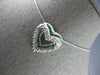 ESTATE .76CT DIAMOND & AAA EMERALD 14KT WHITE GOLD DOUBLE HEART FLOATING PENDANT