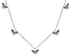 1.18CT DIAMOND & AAA RUBY 14KT WHITE GOLD MARQUISE & ROUND BY THE YARD NECKLACE
