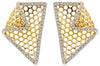 ESTATE .77CT DIAMOND 14K YELLOW GOLD 3D ROUND TRAPEZOID WEB FUN HANGING EARRINGS
