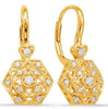 .21CT DIAMOND 14KT YELLOW GOLD FILIGREE STAR OCTAGON LEVERBACK HANGING EARRINGS