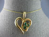 ESTATE .37CT DIAMOND & AAA EMERALD 14KT YELLOW GOLD HEART SHAPE FLOATING PENDANT
