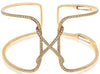 EXTRA LARGE .75CT DIAMOND 18KT YELLOW GOLD 3D CRISS CROSS CUFF BANGLE BRACELET