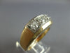 ESTATE .75CT DIAMOND 14KT 2 TONE GOLD THREE STONE MATTE & SHINY MENS RING #27728