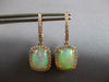 LARGE 5.7CT DIAMOND & AAA AUSTRALIAN OPAL 14K ROSE GOLD CUSHION HANGING EARRINGS