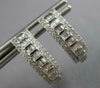 .49CT DIAMOND 14KT WHITE GOLD ROUND & BAGUETTE OVAL HUGGIE HOOP HANGING EARRINGS