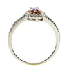 .34CT WHITE & PINK DIAMOND 18KT WHITE ROSE GOLD OVAL DOUBLE HALO FRIENDSHIP RING