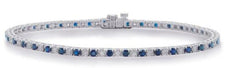 3.92CT DIAMOND & AAA SAPPHIRE 14KT WHITE GOLD 3D CLASSIC ROUND TENNIS BRACELET