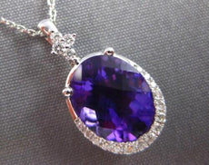 2.38CT DIAMOND & AAA AMETHYST 14KT WHITE GOLD OVAL & ROUND FUN FLOATING PENDANT