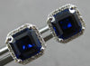2.49CT DIAMOND & AAA SAPPHIRE 14KT WHITE GOLD EMERALD CUT & ROUND STUD EARRINGS