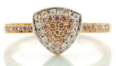 .30CT WHITE & PINK DIAMOND 18K WHITE & ROSE GOLD TRILLION FILIGREE PAVE FUN RING