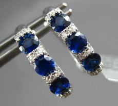 1.61CT DIAMOND AAA SAPPHIRE 18KT WHITE GOLD PAST PRESENT FUTURE HANGING EARRINGS